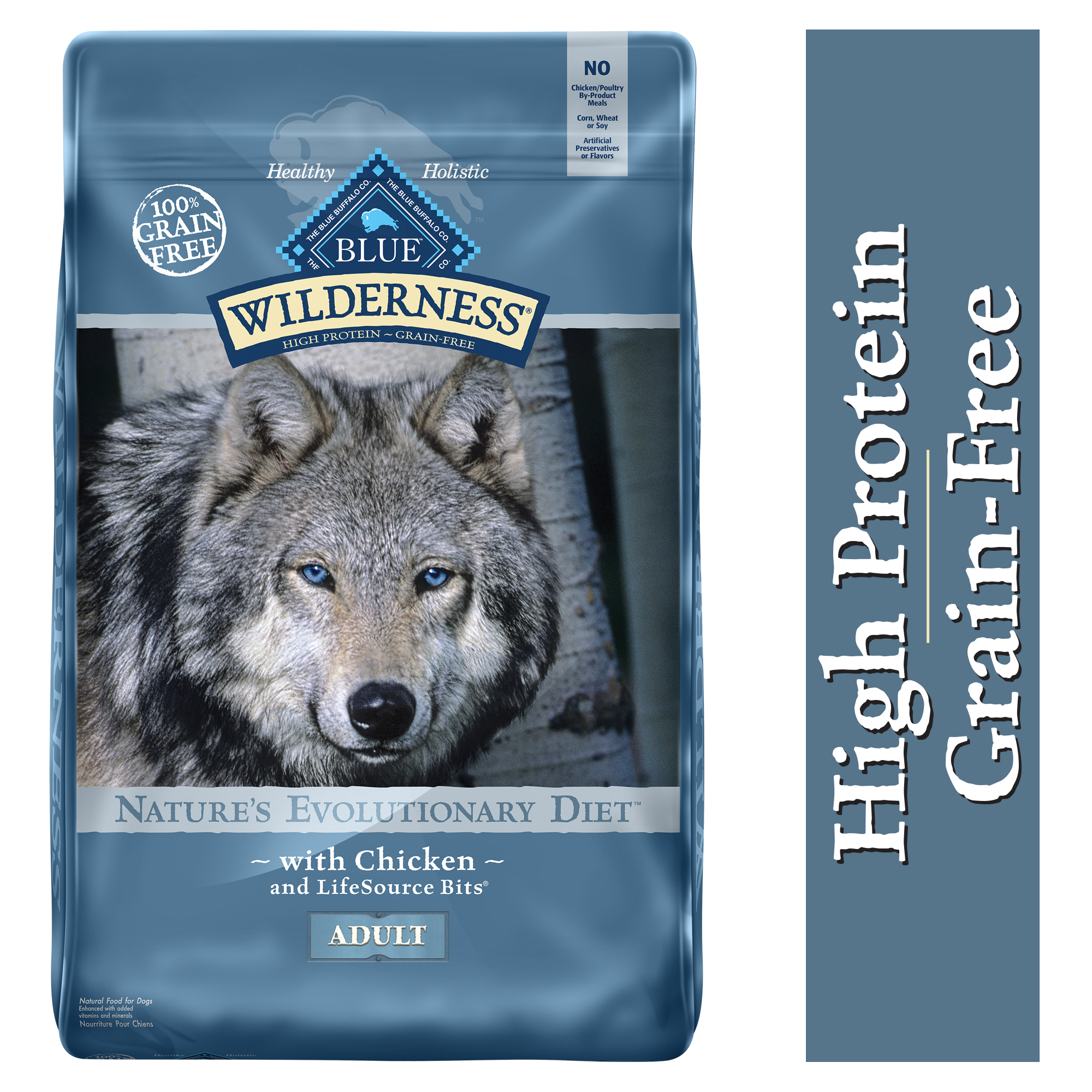 Blue Buffalo Wilderness Adult High-Protein Dry Dog Food Grain-Free  Chicken  24-lb. Bag