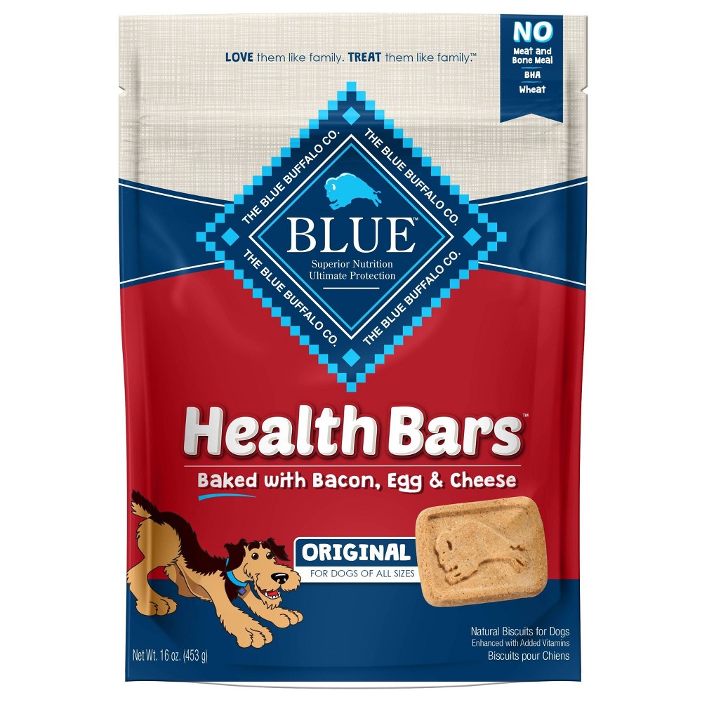 Blue Buffalo Health Bars Crunchy Dog Biscuits  Oven-Baked  Bacon  Egg & Cheese  16-oz Bag