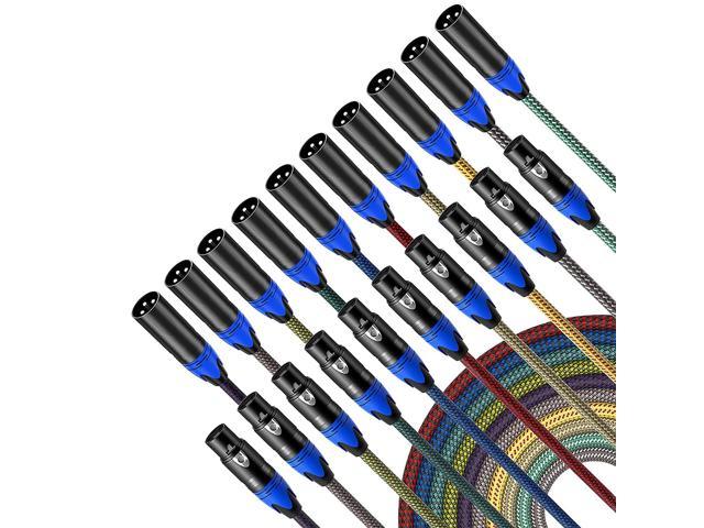 Upgraded Xlr Cable 25Ft 10Pack, Nylon Braided Xlr Male to Female Microphone Cable Heavy Duty Balanced Xlr Cable Compatible with Preamps/Speaker.