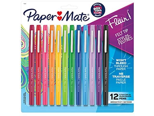 Flair Felt Tip Pens Medium Point 0.7 Millimeter Marker Pens School Supplies for Teachers & Students Assorted Colors, 12 Count