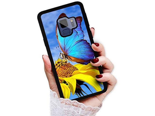 For Samsung S9, Galaxy S9, Durable Protective Soft Back Case Phone Cover, Hot12989 Blue Butterfly Sunflower 12989