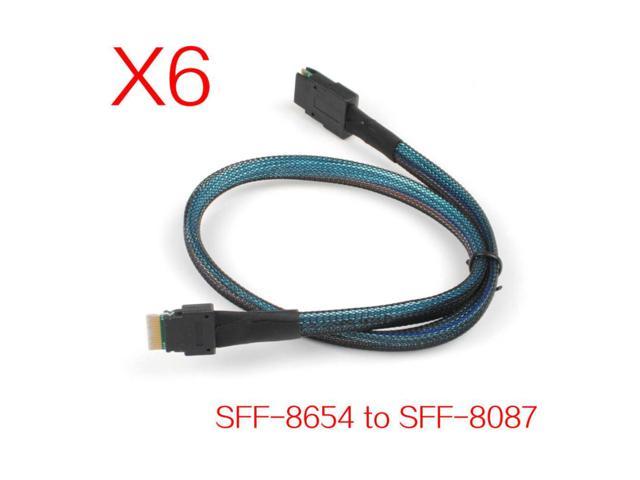 6PCS MINI SAS Slim SAS 4.0 SFF-8654 4i 38pin to SAS SFF-8087 Target Hard Disk Raid Adapter Cable 50cm