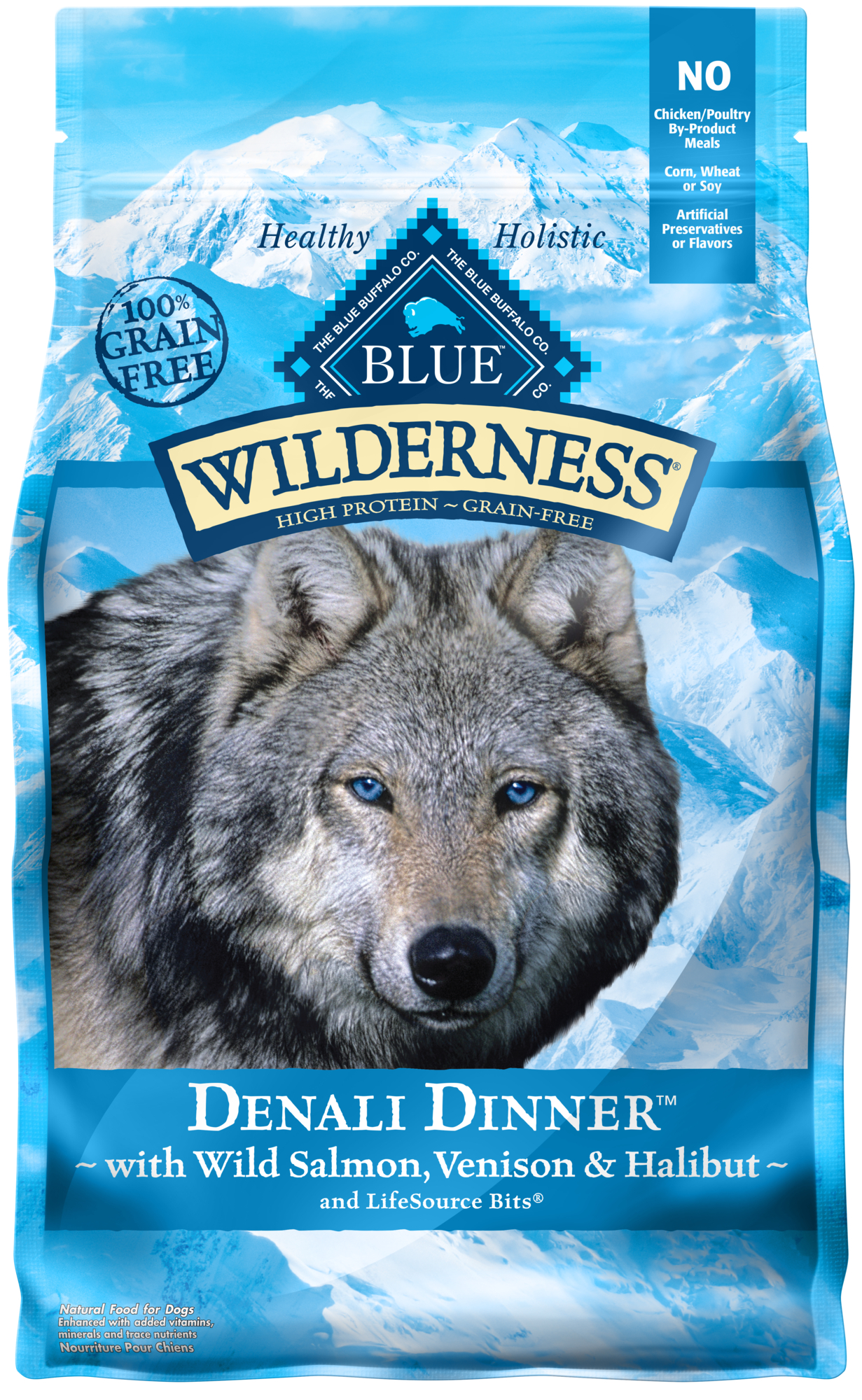 Blue Buffalo Blue Wilderness Denali Dinner with Wild Salmon Venison & Halibut Dry Dog Food, 4 Lbs.