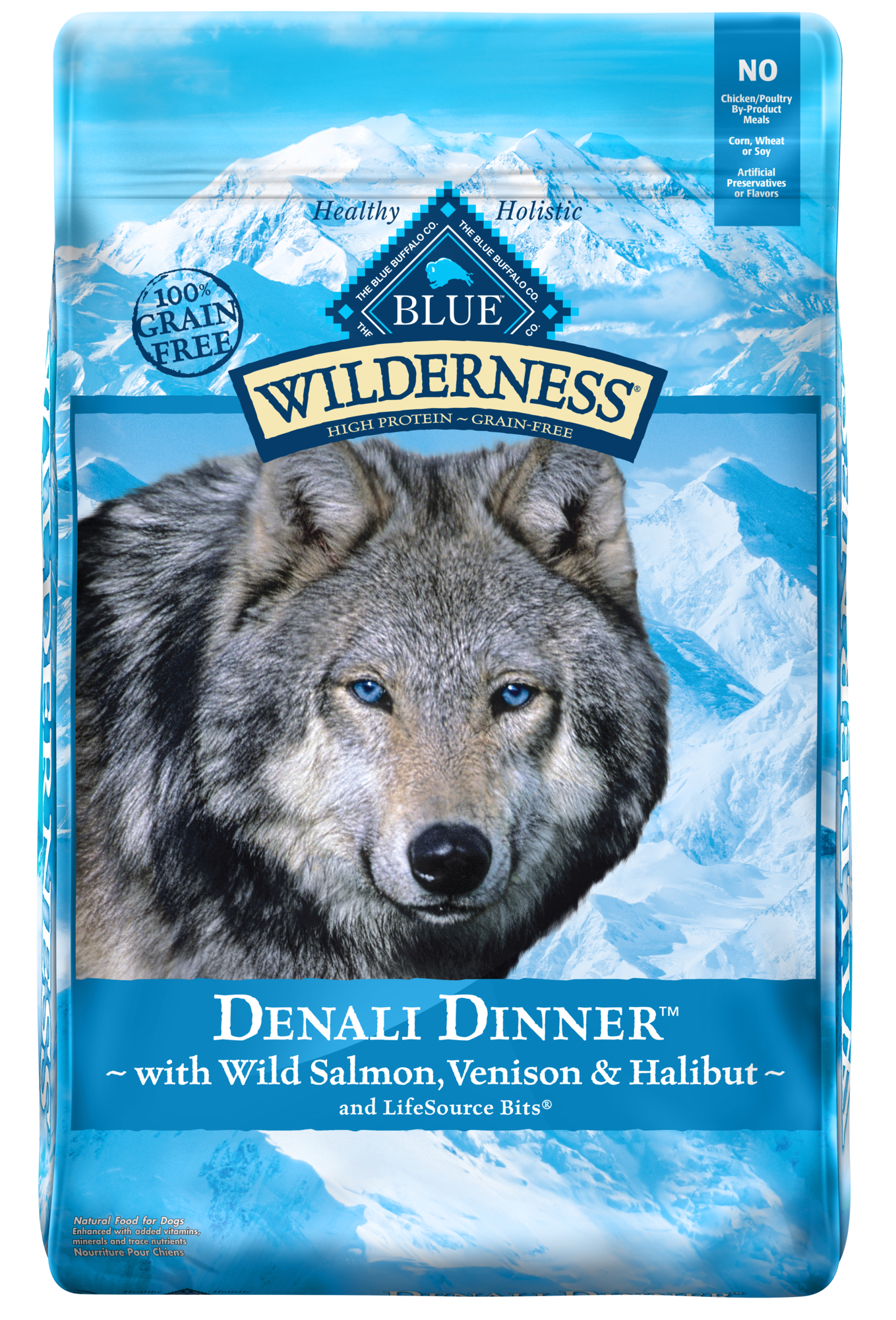 Blue Buffalo Blue Wilderness Denali Dinner with Wild Salmon Venison & Halibut Dry Dog Food, 22 Lbs.
