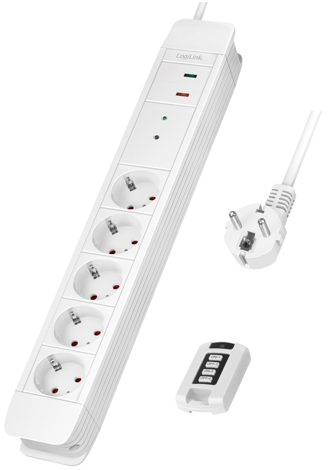 LogiLink LPS402 Power Extension 1.5 M 5 AC Outlet(s) Indoor White