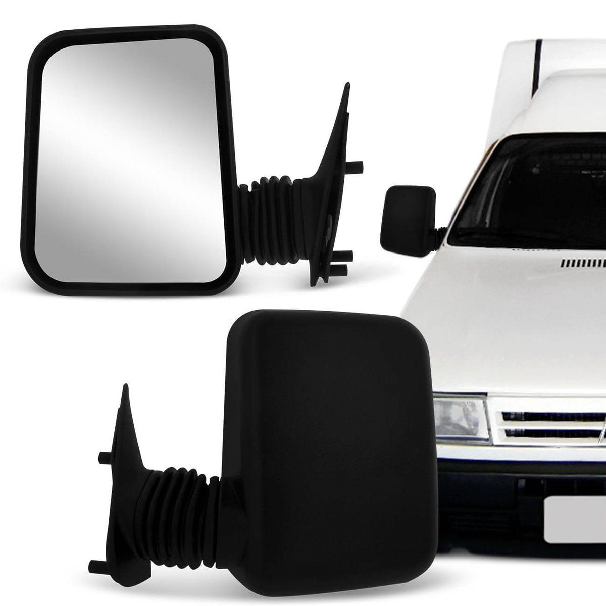 Retrovisor Fiorino 97 98 99 00 01 02 03 04 05 06 07 08 09 10 Sem Controle Preto - Lado Direito + Lado Esquerdo