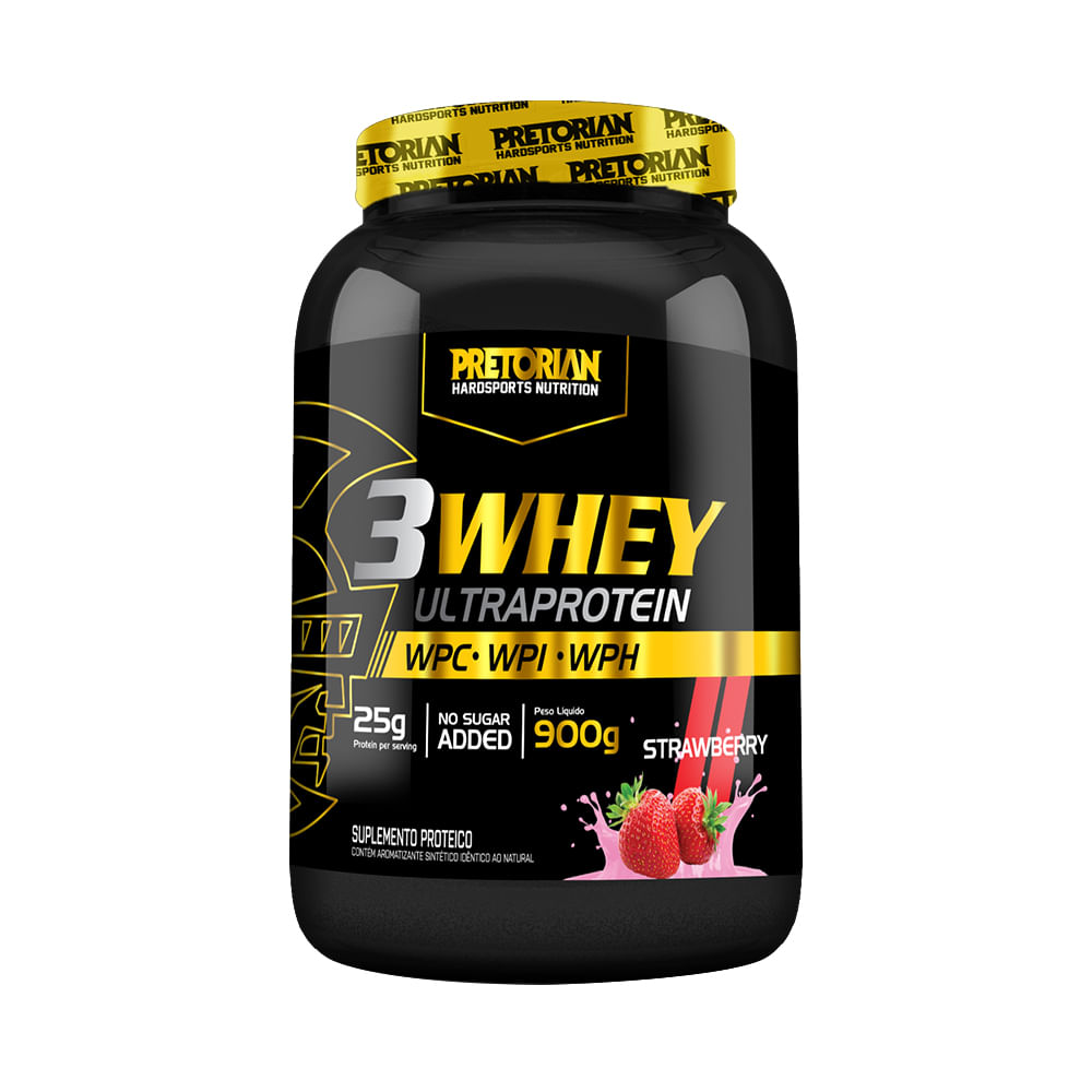 Whey Protein 3W Ultra Protein Pretorian Morango - 900g
