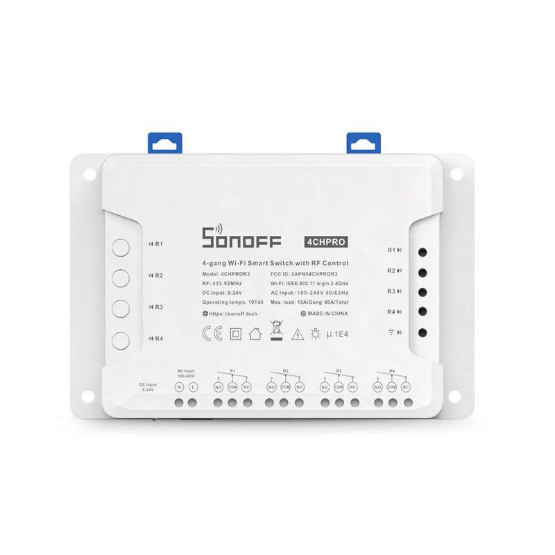 Sonoff 4chpror3 Wi-Fi Smart Switch,4-Channel Din Rail Mounting Home Automation,self-Locking/Interlock Control Smart Home Appliances, Works with Alexa