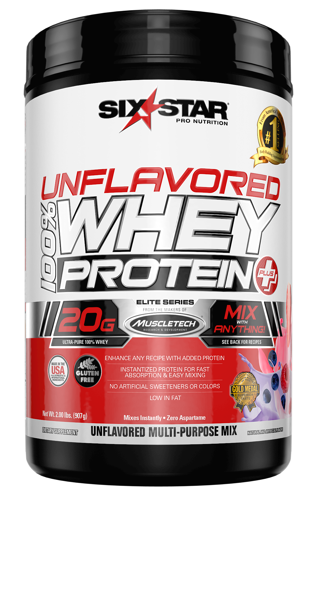 Elite Series 100% Whey Protein Plus, 20g Ultra-Pure Whey Protein Powder, Unflavored, 29 Servings (1.5lbs)