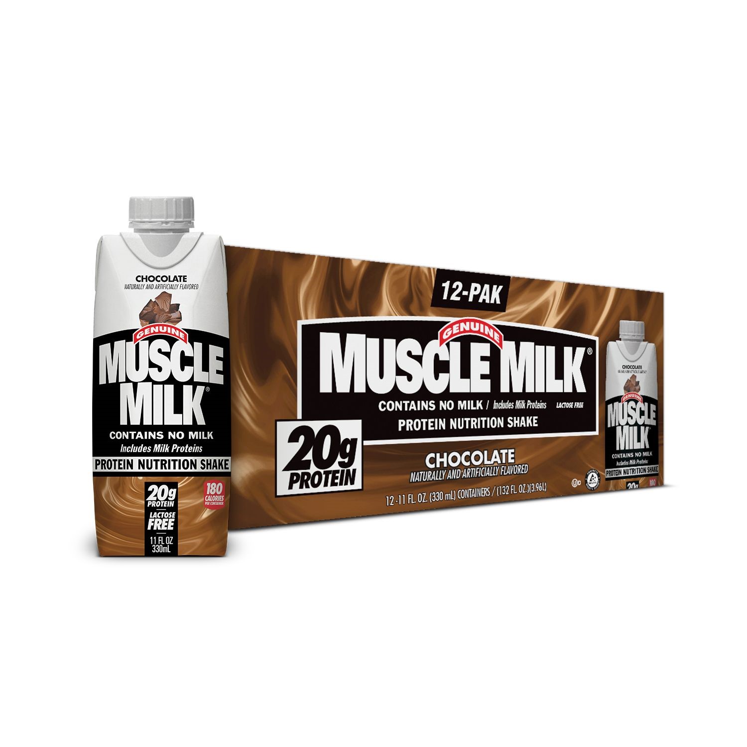Muscle Milk | Genuine Protein Shake | Chocolate | 11 Fl Oz | 12 Pack