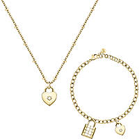 SAUB19- Abbraccio Gold Tone Stainless Steel Necklace & Bracelet for Women
