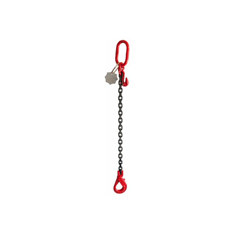 Élingue Chaîne De Levage 1 Brin G80 Maille Ø 13 Mm Long 2,00 Ml (racc + Crochet Auto) CMU 5,30t - 2