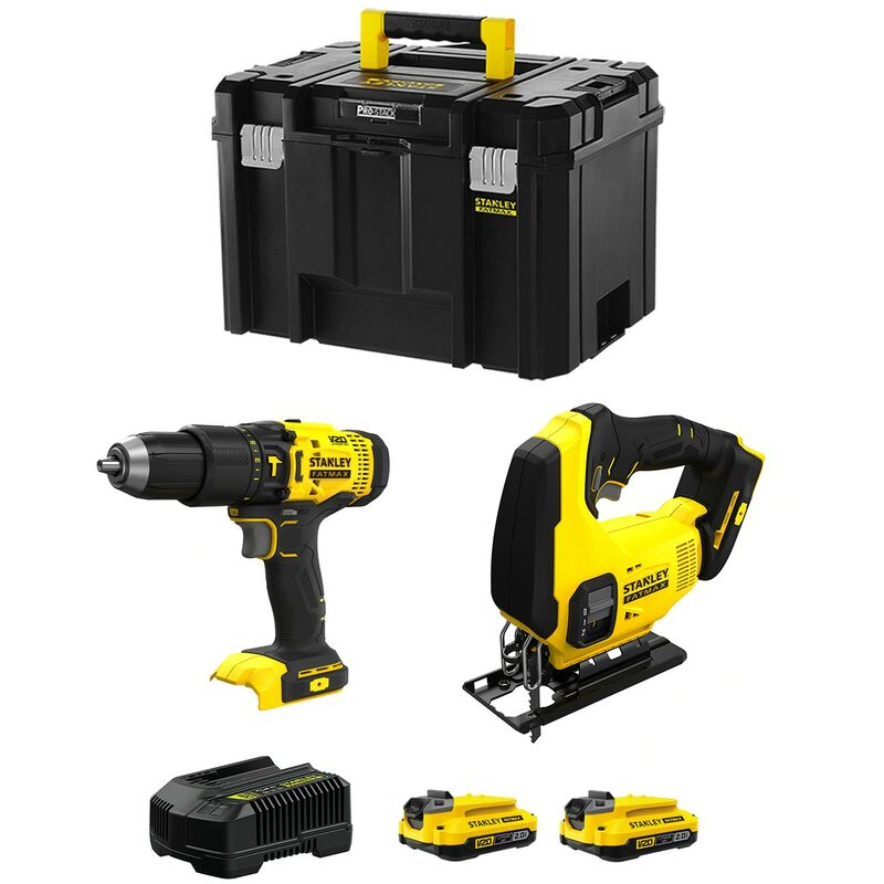 Stanley Fatmax V20 - STANLEY FatMax Kit SVK204 (SFMCD711 SFMCS600 2 X 2,0 Ah Chargeur TSTAK VI)