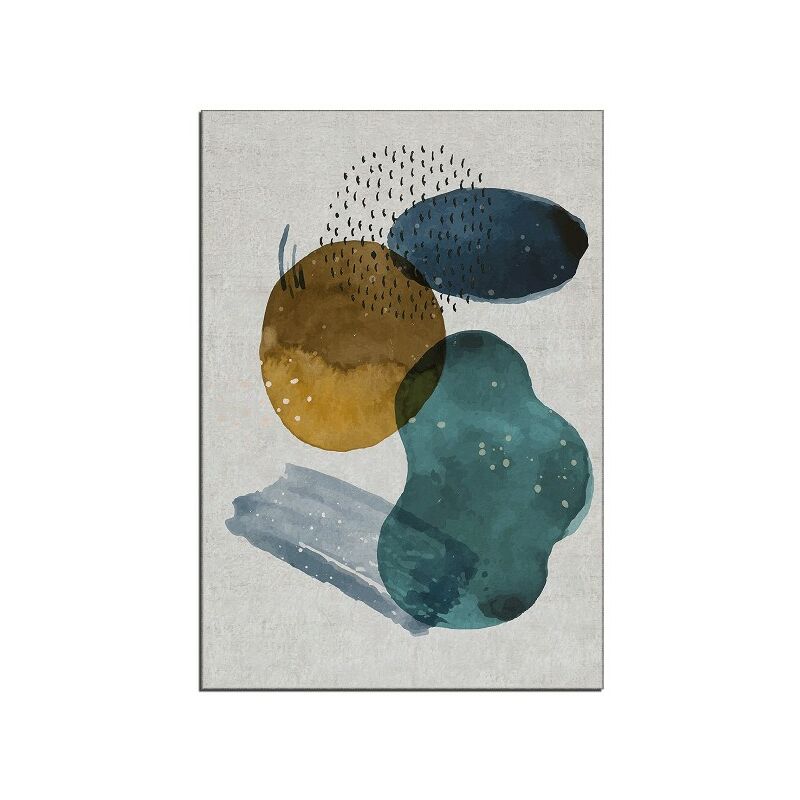 Tapis Decoratif Lagoon - Antiderapant - Pour La Chambre a Coucher, Le Salon, L'etude - Blanc, Bleu, Brun En 100% Micro Polyamide, 100 X 140 Cm,