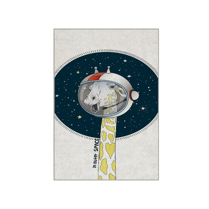 Tapis Decoratif in Outer Space - Antiderapant - Pour La Chambre a Coucher, Le Salon, L'etude - Blanc, Bleu, Noir En 100% Micro Polyamide, 80 X 150 Cm,