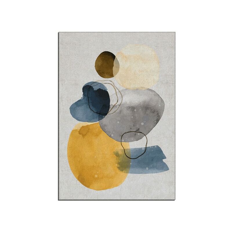 Tapis Decoratif Lagoon 1 - Antiderapant - Pour La Chambre a Coucher, Le Salon, L'etude - Blanc, Bleu, Jaune En 100% Micro Polyamide, 100 X 140 Cm,