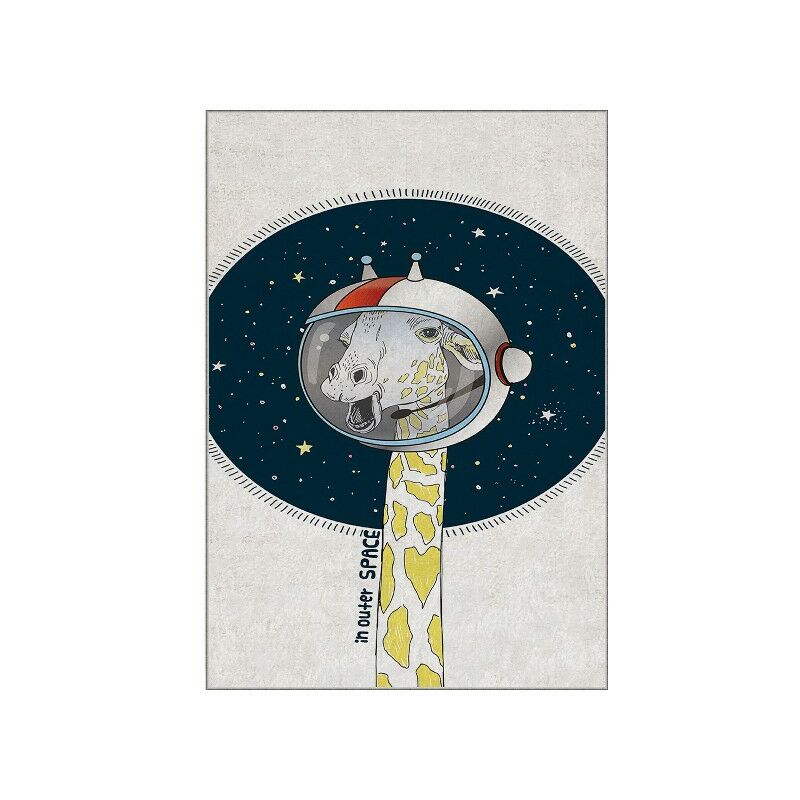 Tapis Decoratif in Outer Space - Antiderapant - Pour La Chambre a Coucher, Le Salon, L'etude - Blanc, Bleu, Noir En 100% Micro Polyamide, 80 X 150 Cm,