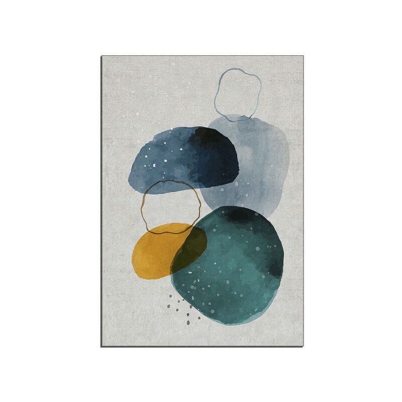Tapis Decoratif Lagoon 2 - Antiderapant - Pour La Chambre a Coucher, Le Salon, L'etude - Blanc, Bleu, Jaune En 100% Micro Polyamide, 140 X 220 Cm,