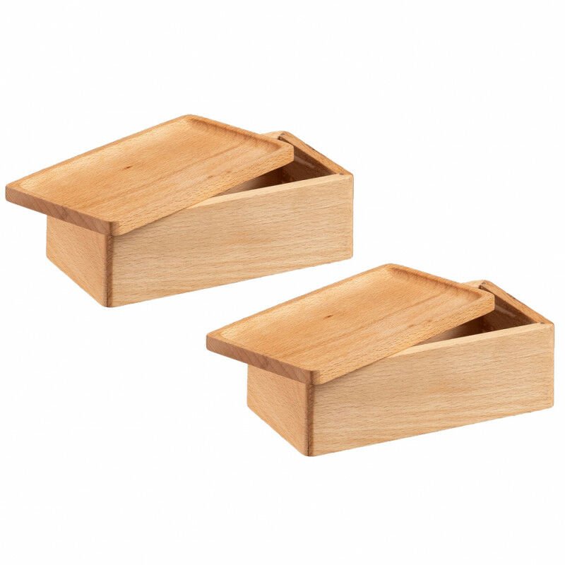 Meubletmoi - Lot De 2 Boites Décoratives Rectangulaires En Bois De Pin - AYDA 9764 - Bois