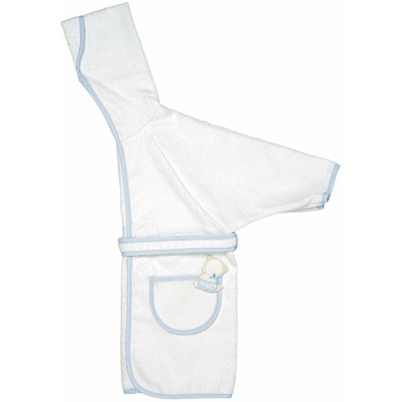 ? Peignoir Avec Manches Pour Enfants (jusqu'à 2 Ans) 100% éponge De Coton Avec Poche En Toile aïda à Broder IDéal Pour La Douche ? Blanc, Bleu