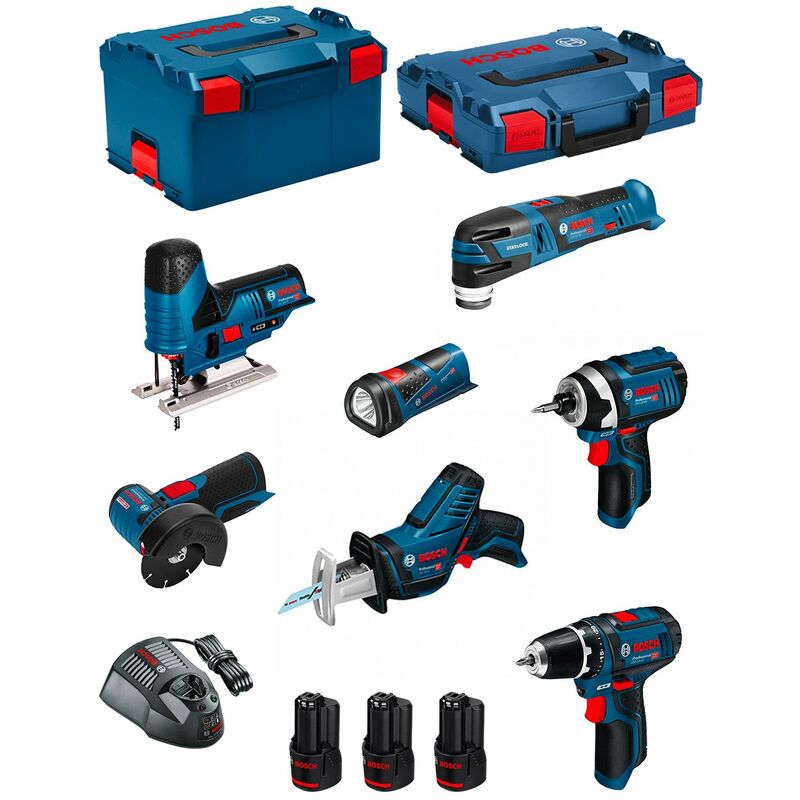 Bosch - Kit 12V BMK7-28BD3 (GSR 12V-15+GDR 12V-105+GWS 12V-76+GST 12V-70+GOP 12V-28+GSA 12V-14+GLI 12V-80+3 X 2,0Ah+GAL1230CV)