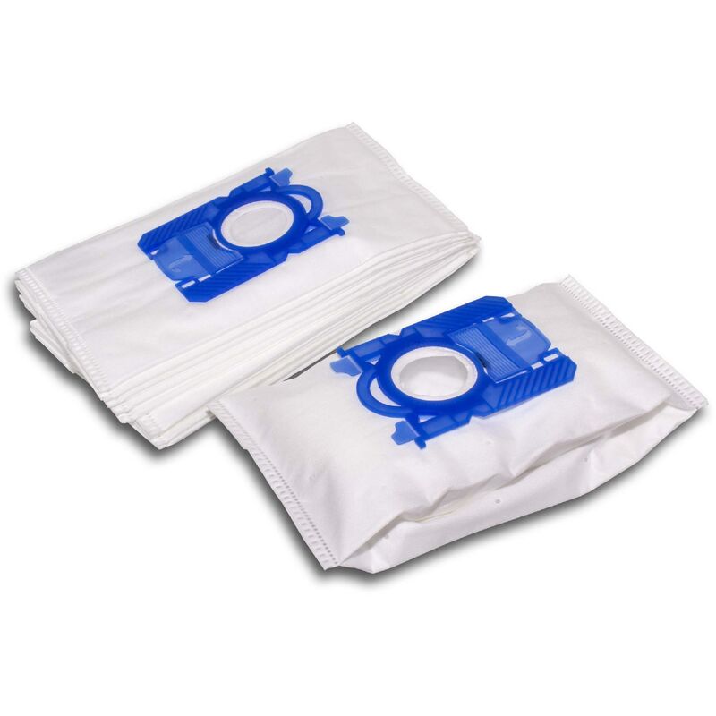 Vhbw 10x Sacs Compatible Avec AEG/Electrolux ZEO 5400 - 5499 Essenio Aspirateur - Microfibres Non Tissées, 28cm X 17,5cm, Blanc / Bleu