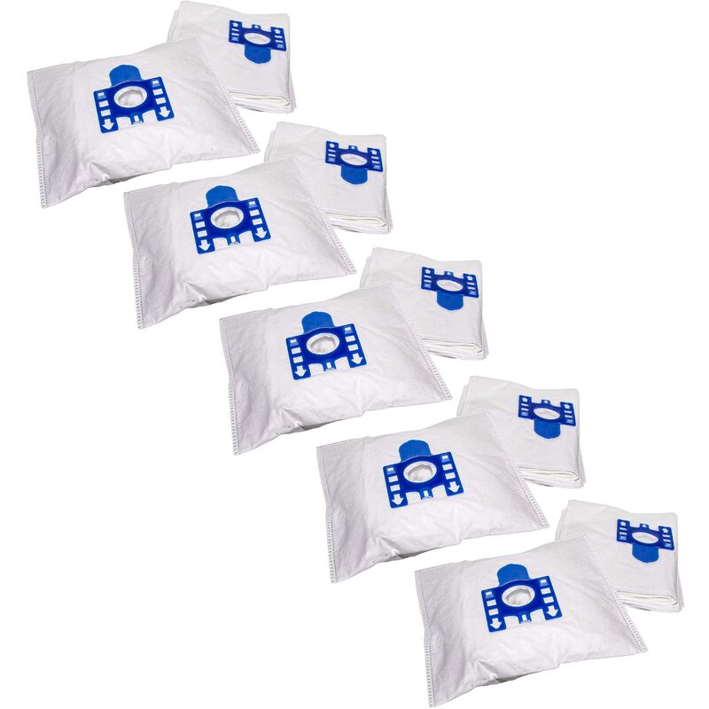 50x Sacs Compatible Avec Miele S 500 - S 599, S 5000 - S 5999 Aspirateur - Microfibres Non Tissées, Typ F/J, 27cm X 20cm, Blanc / Bleu - Vhbw