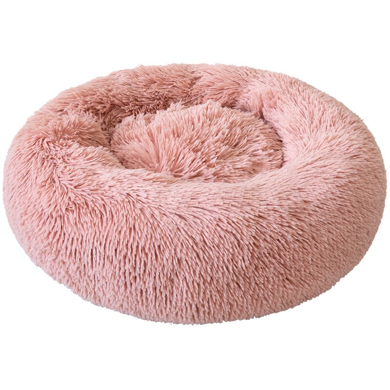 Chenil Rond En Peluche Deep Sleep Pour Chien, Rose Tres Grand