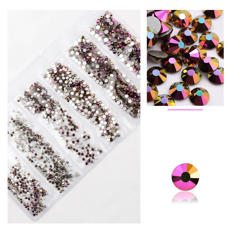 Strass D'art, Nail Art Rond, Cristal De Verre, Pierre Précieuse, Masques à Faire Soi-même, Sacs à Chaussures, Arc-en-ciel Rose or 6-pack 4-12 Mult