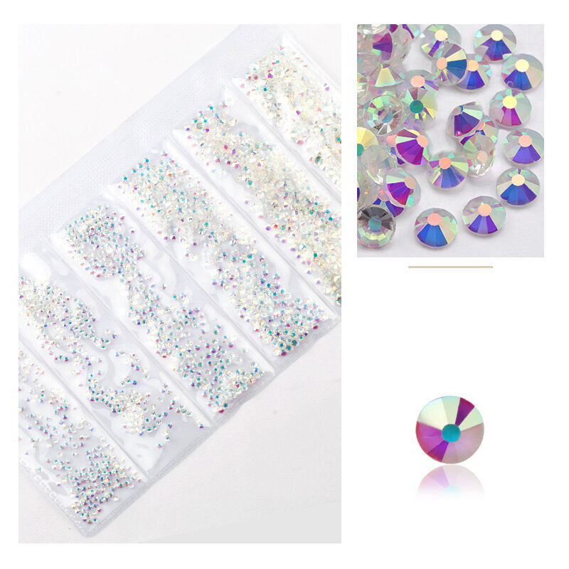 Strass D'art, Nail Art Rond, Cristal De Verre, Pierre Précieuse, Masques à Faire Soi-même, Sacs à Chaussures, Transparent AB, 5-pack 4-20 Multi