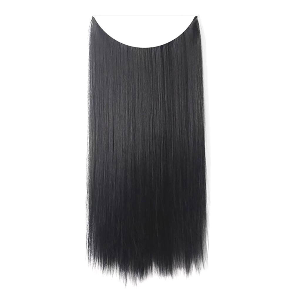 Fish Line Natural Fiber Hairpiece Hair Extension Long Women Curly Straight Wig - Img-9546 thumbnail