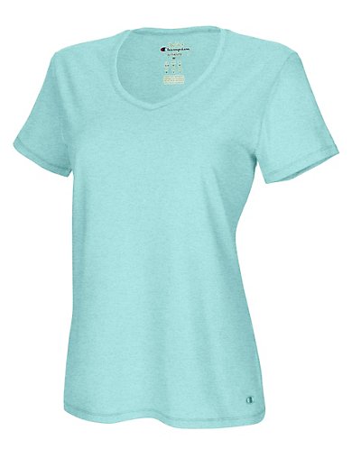 Champion Authentic Women's Jersey V-Neck Tee Viridian Mint Heather M
