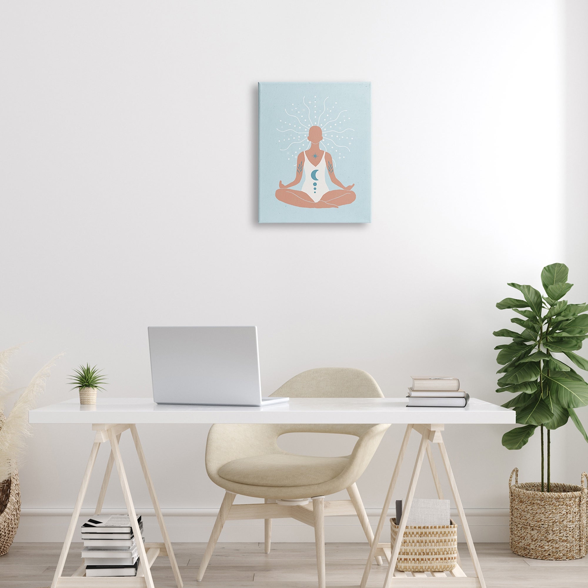 Stupell Industries Mindful Tai Chi Human Meditation Stellar Energy Tuning 16 X 20  Design by Nina Blue