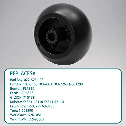 HQPASFY Mower Anti Scalp Deck Wheel Kit Set of 4 Replacement for Bad Boy 022-5234-98 Exmark 103-4051 103-7263 & Many Bore 5/8