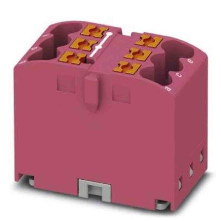 Phoenix Contact Distribution Block, 6 Way, 450 V, 24A, Pink