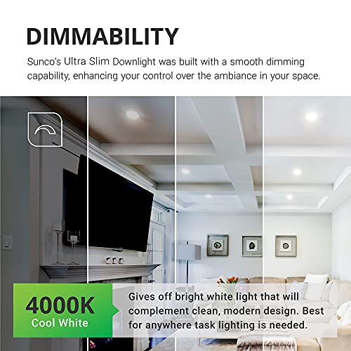 Sunco Lighting 24 Pack 6 Inch Ultra Thin LED Recessed Ceiling Lights Slim, 4000K Cool White, Dimmable 14W=100W, 850 LM, Smooth Trim Damp Rated, Canles thumbnail