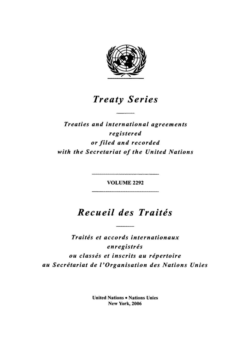 Treaty Series 2292/Recueil Des TraitÃ©s 2292 (eBook)