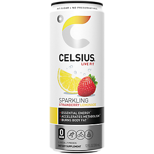 CELSIUS Sparkling Strawberry Lemonade  Functional Essential Energy Drink 12 Fl Oz Can (Pack of 12)