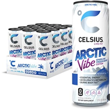 CELSIUS Essential Energy Drink 12 Fl Oz  Arctic Vibe Sparkling Frozen Berry Edition (Pack of 12)