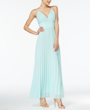 Juniors Crystal Doll Chiffon V-Neck Pleated Dress 5, Mint