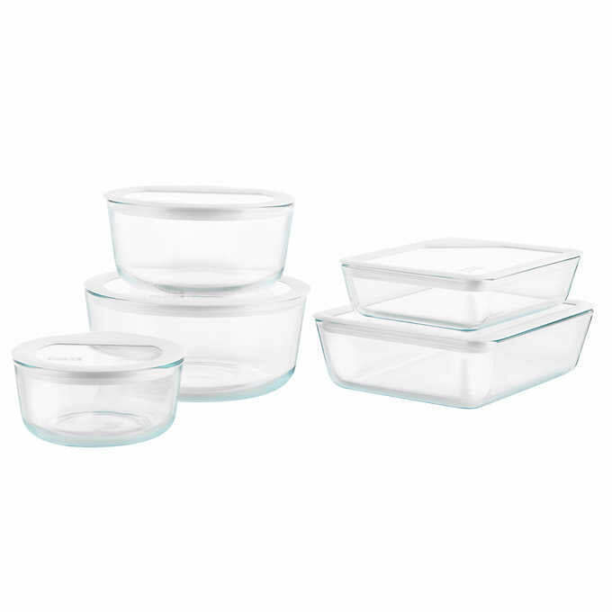 Pyrex 10-piece Ultimate Glass Food Storage Set  White