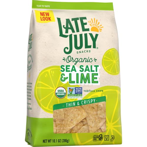 Late July Snacks Thin and Crispy Organic Tortilla Chips with Sea Salt and Lime - 10.1oz thumbnail