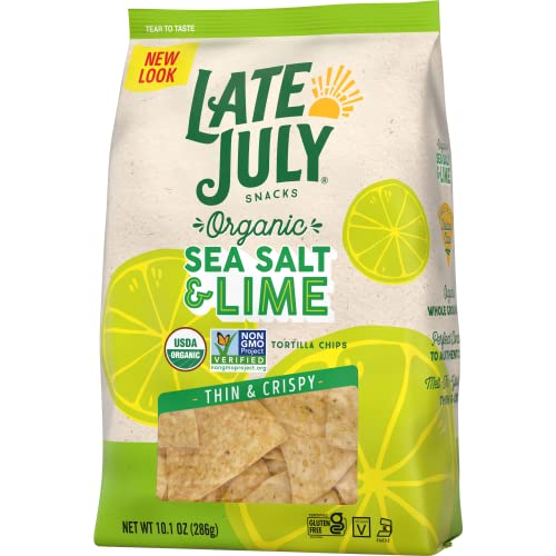 Late July Snacks Thin and Crispy Organic Tortilla Chips with Sea Salt and Lime - 10.1oz thumbnail