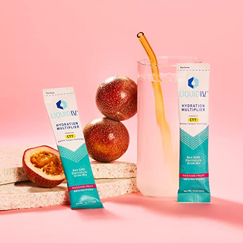 Liquid I.V. Hydration Multiplier - Passion Fruit - Hydration Powder Packets | Electrolyte Drink Mix | Easy Open Single-Serving Stick | Non-GMO | 16 St thumbnail