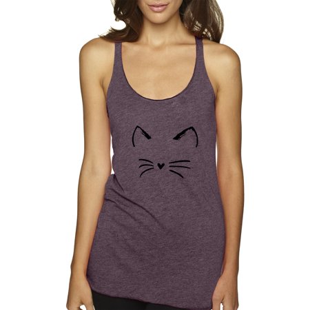 True Way 1128 - Women S Tank-Top Cat Whiskers Silhouette Heart Nose XS Vintage Purple