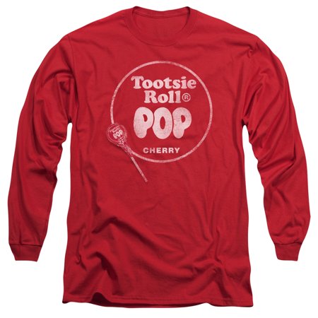 Tootsie Roll Tootsie Roll Pop Logo Long Sleeve Adult 18/1 T-Shirt Red