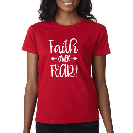 True Way 1253 - Women S T-Shirt Faith Over Fear Script 2XL Red