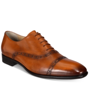 Roberto Cavalli Men's Burnished Cap-Toe Oxfords - Brown 10