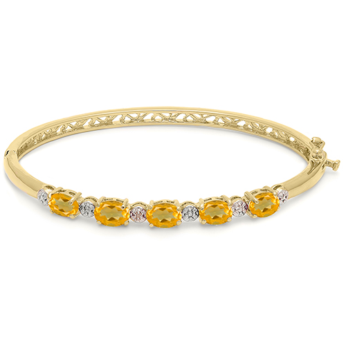 Gold Plated Citrine Bangle Bracelet Gold/Citrine