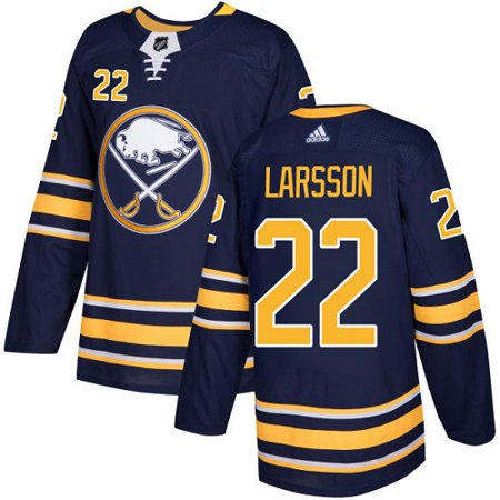 Men Adidas Buffalo Sabres 22 Johan Larsson Navy Blue Home Authentic Stitched Jersey